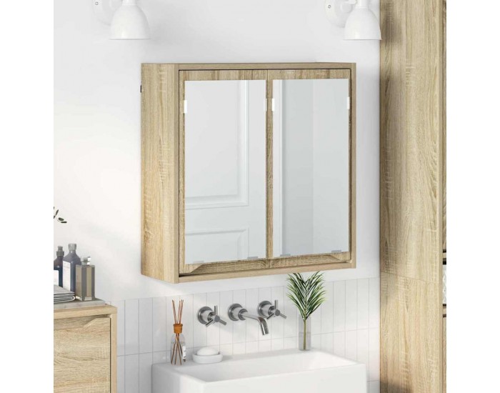 Sonata H Шкаф с огледало за баня с рафт Сонома дъб 60 x 20 x 60 cm