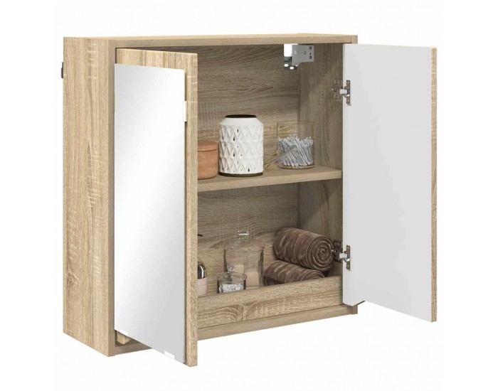 Sonata H Шкаф с огледало за баня с рафт Сонома дъб 60 x 20 x 60 cm