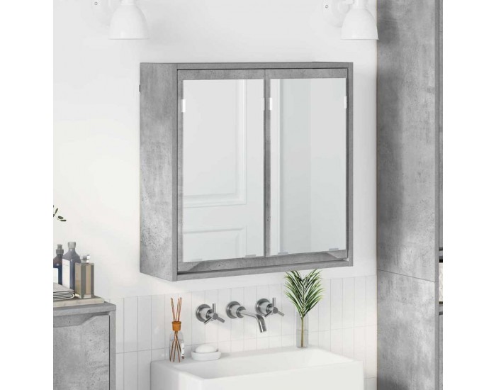 Sonata H Шкаф с огледало за баня с рафт Циментено сиво 60 x 20 x 60 cm