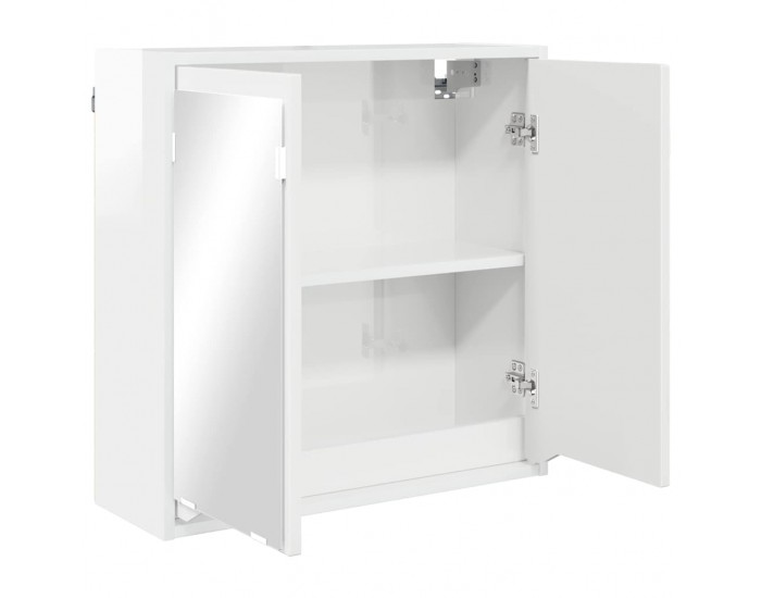 Sonata H Шкаф с огледало за баня с рафт Лъскаво бяло 60 x 20 x 60 cm