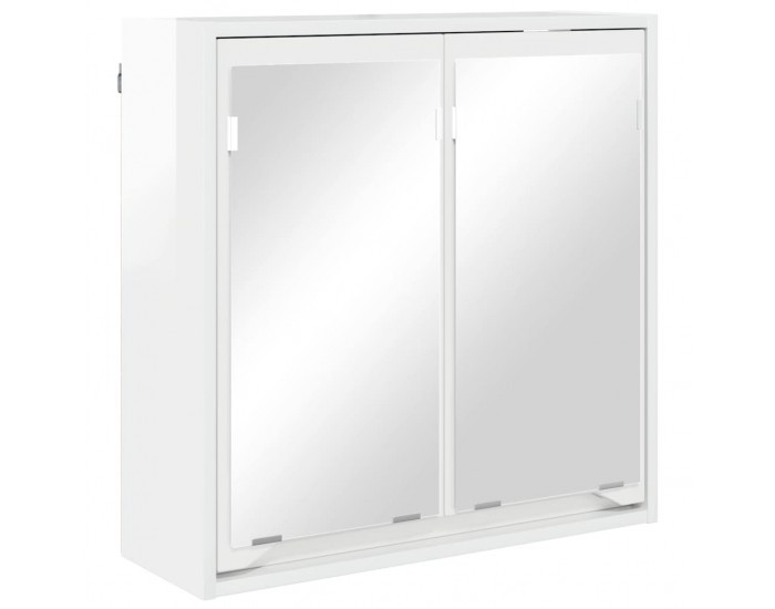 Sonata H Шкаф с огледало за баня с рафт Лъскаво бяло 60 x 20 x 60 cm