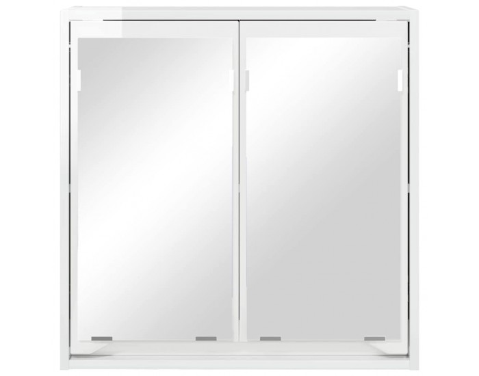 Sonata H Шкаф с огледало за баня с рафт Лъскаво бяло 60 x 20 x 60 cm