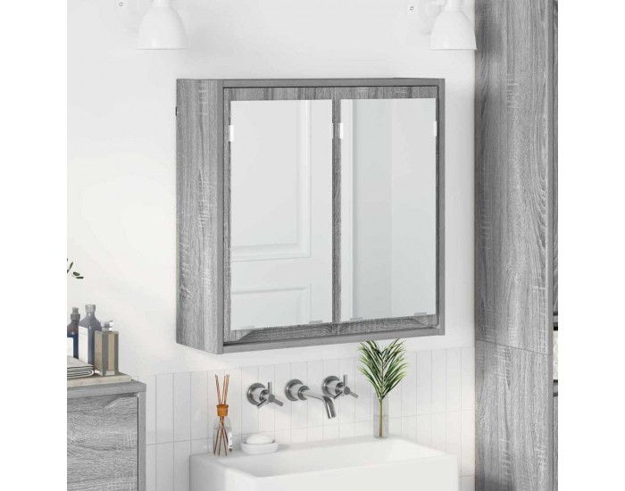 Sonata H Шкаф с огледало за баня с рафт Сив Сонома 60 x 20 x 60 cm