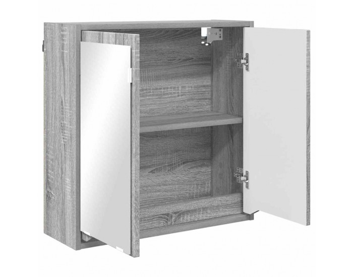 Sonata H Шкаф с огледало за баня с рафт Сив Сонома 60 x 20 x 60 cm