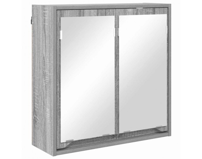 Sonata H Шкаф с огледало за баня с рафт Сив Сонома 60 x 20 x 60 cm