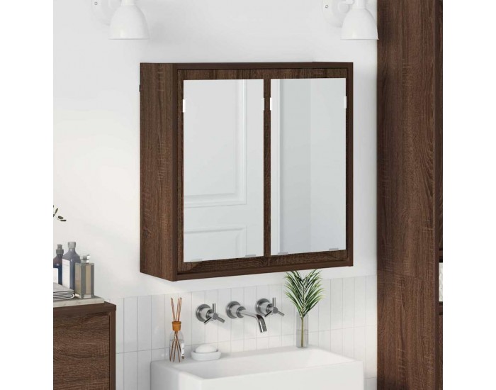 Sonata H Шкаф с огледало за баня с рафт Кафяв дъб 60 x 20 x 60 cm