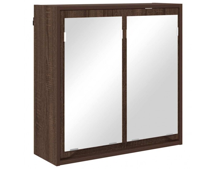 Sonata H Шкаф с огледало за баня с рафт Кафяв дъб 60 x 20 x 60 cm