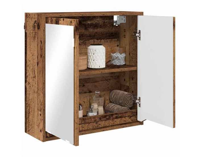 Sonata H Шкаф с огледало за баня с рафт Старо дърво 60 x 20 x 60 cm