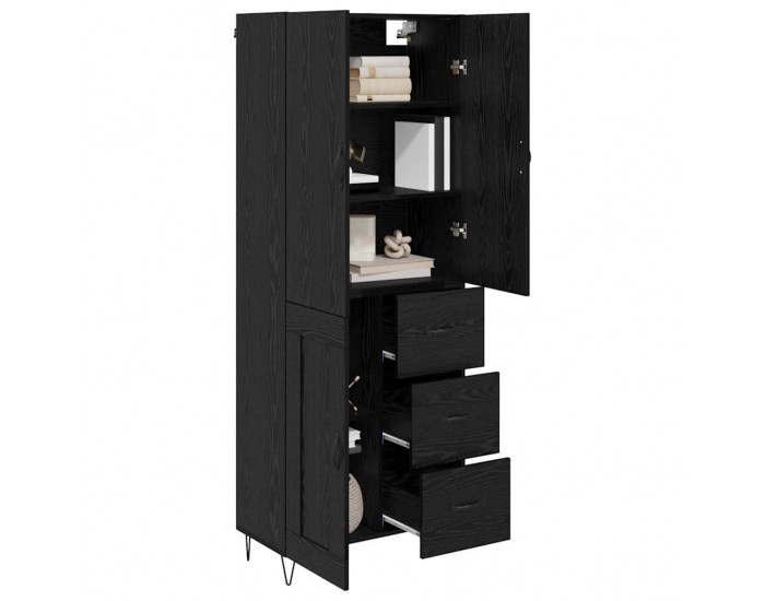 Sonata H Висок шкаф 2 pcs Черния дъб Инженерна дървесина и стъкло