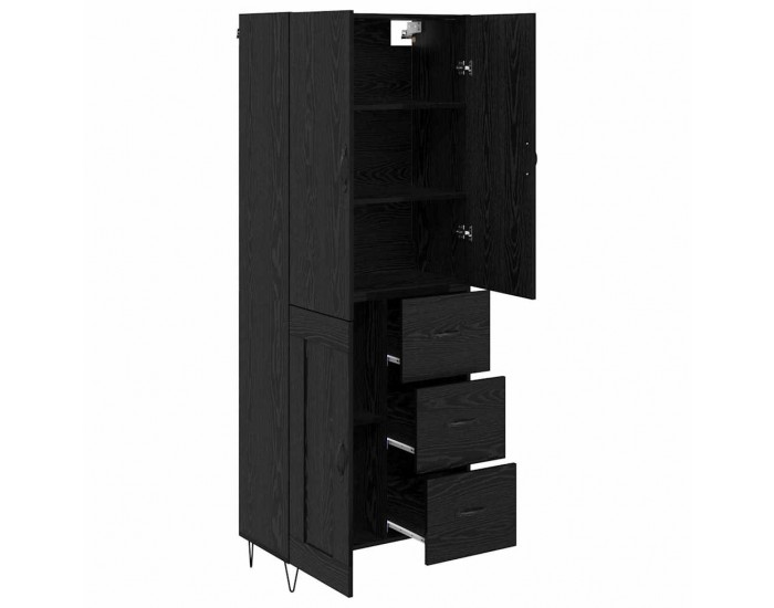 Sonata H Висок шкаф 2 pcs Черния дъб Инженерна дървесина и стъкло