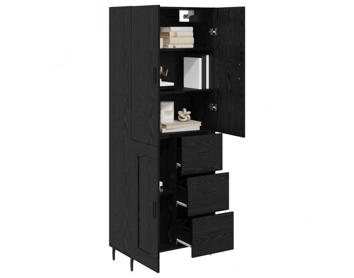 Sonata H Висок шкаф 2 pcs Черен дъб Инженерна дървесина и стъкло