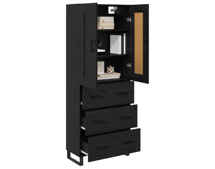 Sonata H Висок шкаф Монтиране на стена 2 pcs Черния дъб Инженерно дърво