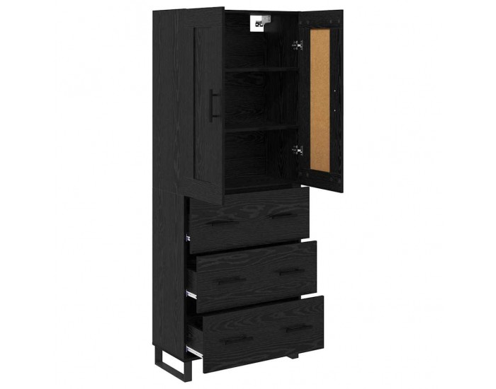 Sonata H Висок шкаф Монтиране на стена 2 pcs Черния дъб Инженерно дърво