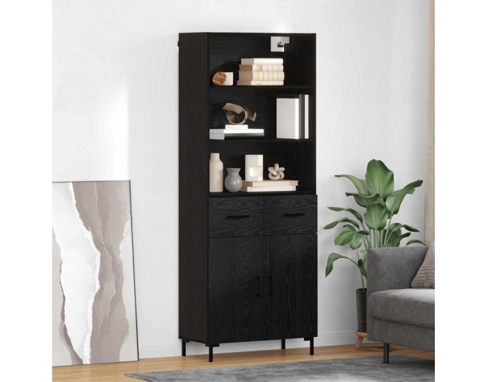 Sonata H Висок шкаф Монтиране на стена 2 pcs Черния дъб Инженерно дърво