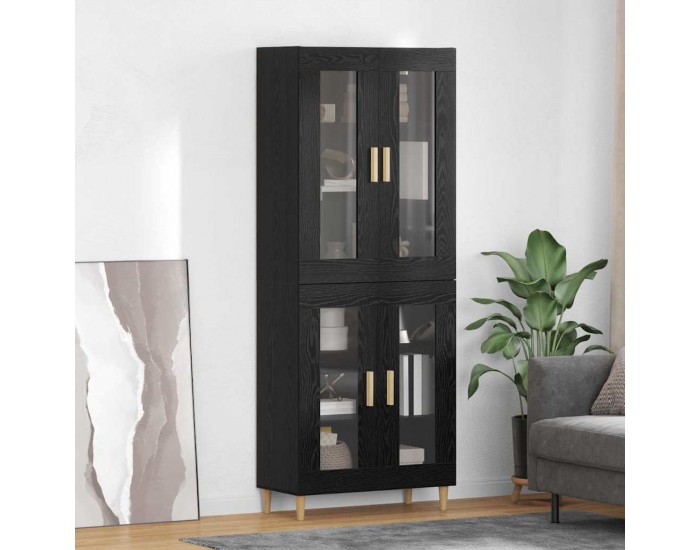 Sonata H Висок шкаф Монтиране на стена 2 pcs Черния дъб Инженерно дърво