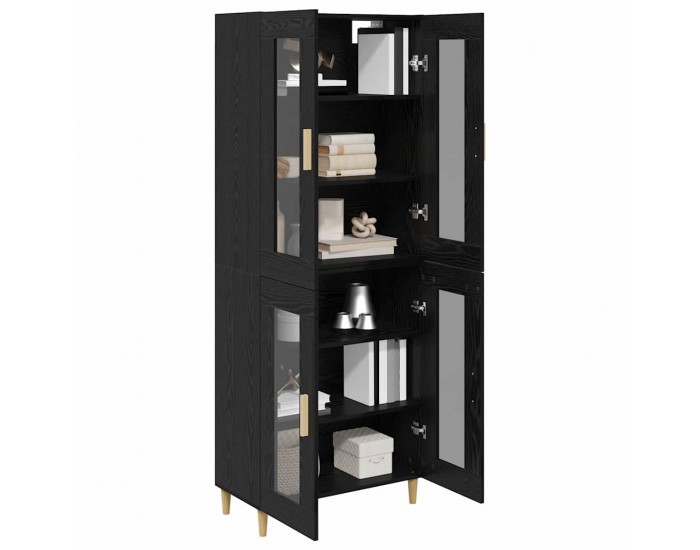 Sonata H Висок шкаф Монтиране на стена 2 pcs Черния дъб Инженерно дърво