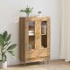 Sonata H Висок шкаф Дъб 69,5 x 31 x 115 см Инженерна дървесина и стъкло