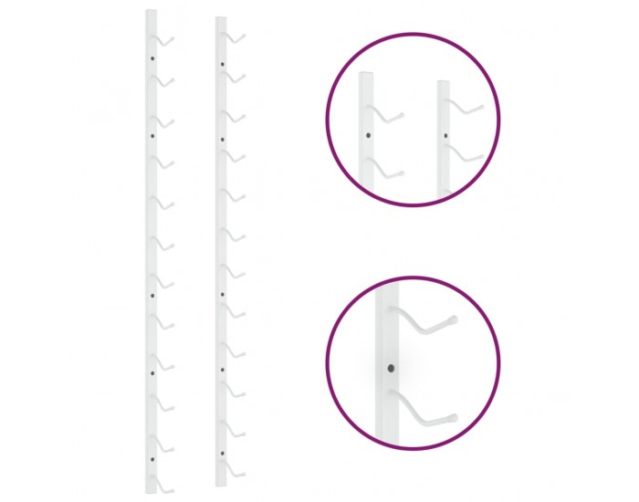 Sonata H Стойка за вино за 12 бутилки, стенен монтаж, бяла, желязо