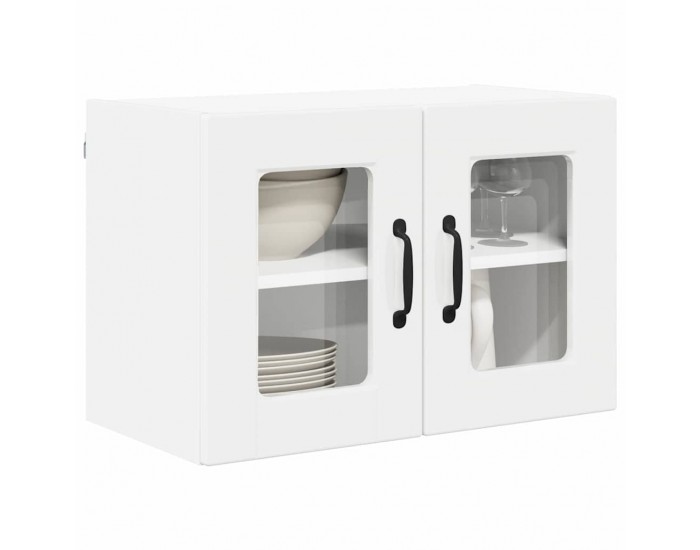 Sonata H Горен кухненски шкаф с рафт Лъскаво бяло 60 x 31 x 40 см