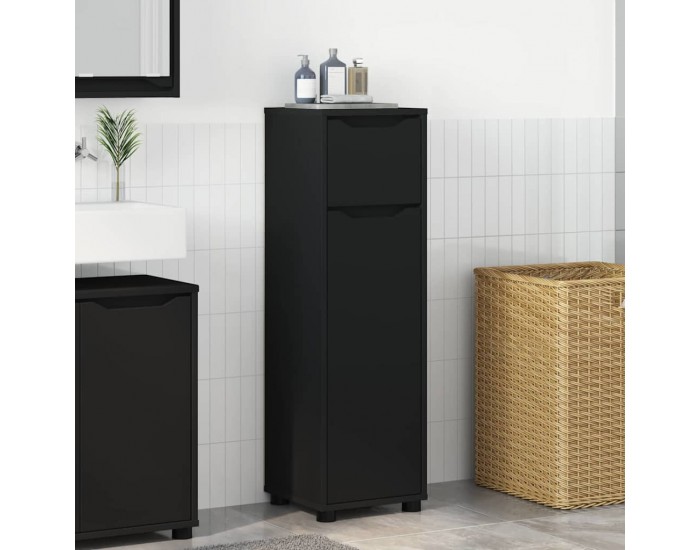 Sonata H Шкаф за баня с рафт Черно 30,5 x 30 x 101 см Инженерно дърво