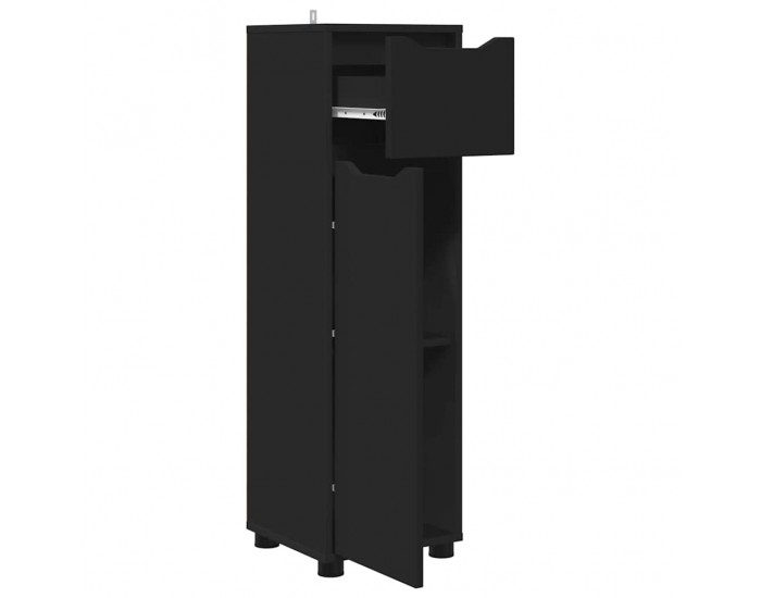 Sonata H Шкаф за баня с рафт Черно 30,5 x 30 x 101 см Инженерно дърво