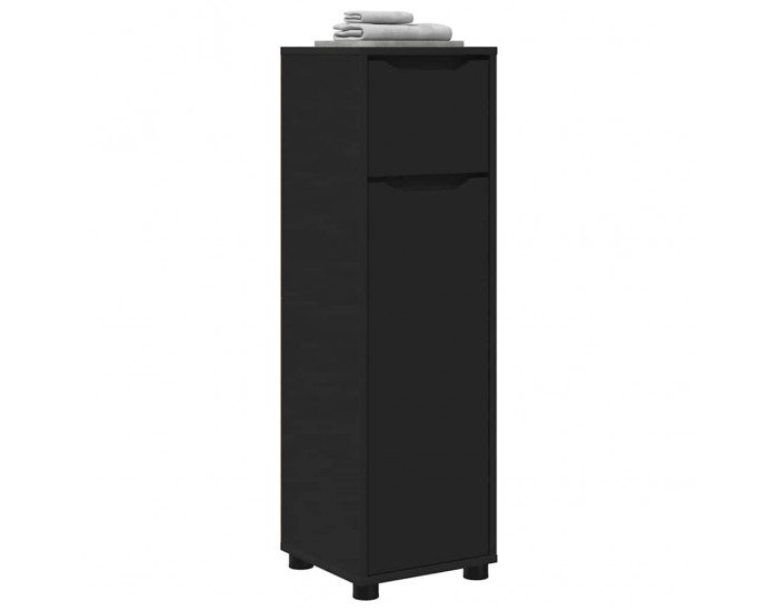 Sonata H Шкаф за баня с рафт Черно 30,5 x 30 x 101 см Инженерно дърво