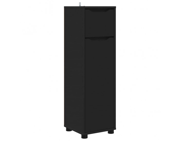 Sonata H Шкаф за баня с рафт Черно 30,5 x 30 x 101 см Инженерно дърво