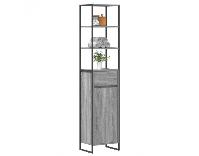 Sonata H Шкаф за баня Сив Сонома 40 x 30 x 180 см Инженерно дърво