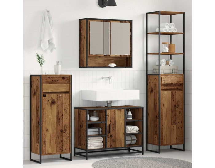 Sonata H Шкаф за баня Старо дърво 40 x 30 x 180 см Инженерно дърво