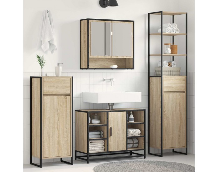 Sonata H Шкаф за баня с чекмедже Сонома 40 x 30 x 100 см Инженерно дърво