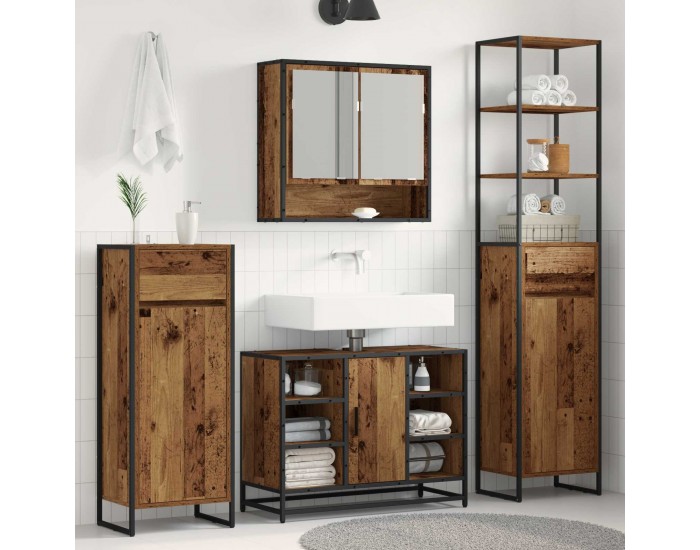 Sonata H Шкаф за баня Старо дърво 40 x 30 x 100 см Инженерно дърво