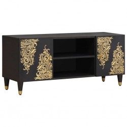 Sonata H ТВ шкаф с рафт Черно 105 x 33 x 46 см Солидно мангово дърво - ТВ шкафове