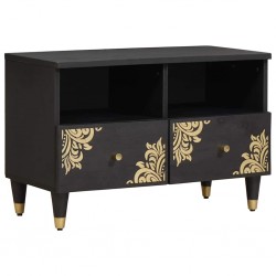 Sonata H ТВ шкаф с чекмедже Черно 70 x 33 x 46 см Солидно мангово дърво - ТВ шкафове