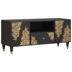 Sonata H ТВ шкаф с чекмедже Черно 105 x 33 x 46 см Солидно мангово дърво - ТВ шкафове