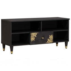 Sonata H ТВ шкаф с чекмедже Черно 100 x 33 x 46 см Солидно мангово дърво - ТВ шкафове