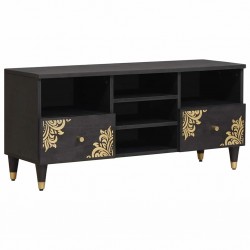 Sonata H ТВ шкаф с чекмедже Черно 100 x 33 x 46 см Солидно мангово дърво - ТВ шкафове