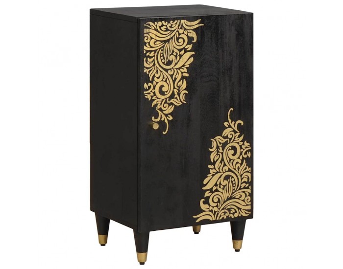 Sonata H Служебен шкаф Черно 40 x 33 x 75 см Солидно мангово дърво