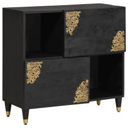 Sonata H Служебен шкаф Черно 80 x 33 x 75 см Солидно мангово дърво - ТВ шкафове