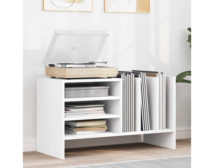 Sonata H Шкаф за грамофонни плочи Бяло 78.5 x 35 x 45 см Инженерно дърво