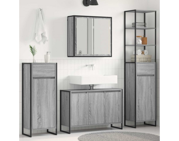 Sonata H Комплект мебели за баня с чекмедже Сив Сонома Инженерно дърво
