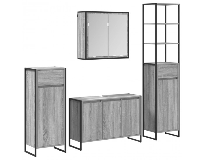 Sonata H Комплект мебели за баня с чекмедже Сив Сонома Инженерно дърво