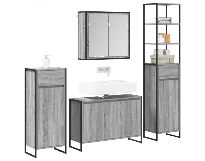 Sonata H Комплект мебели за баня с чекмедже Сив Сонома Инженерно дърво
