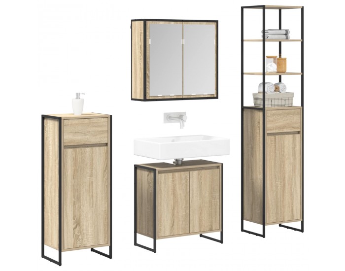 Sonata H Комплект мебели за баня с чекмедже Сонома дъб Инженерно дърво