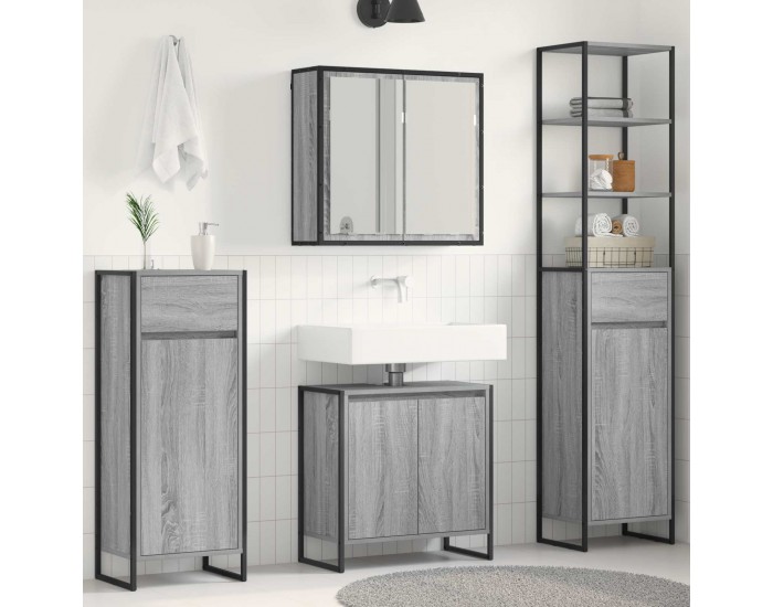 Sonata H Комплект мебели за баня с чекмедже Сив Сонома Инженерно дърво