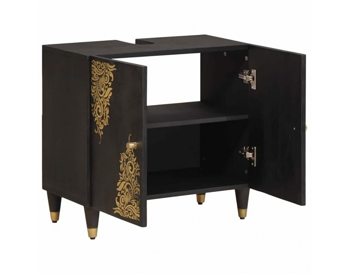 Sonata H Шкаф за мивка Черно 62 x 33 x 58 см Солидно мангово дърво