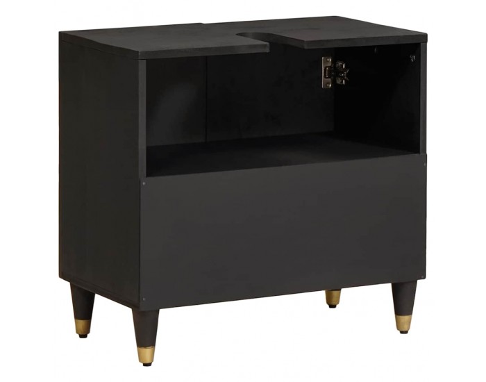 Sonata H Шкаф за мивка Черно 62 x 33 x 58 см Солидно мангово дърво