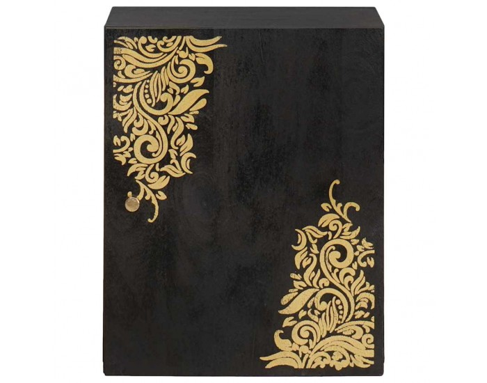 Sonata H Стенен шкаф с врата Черно 38 x 33 x 48 см Солидно мангово дърво