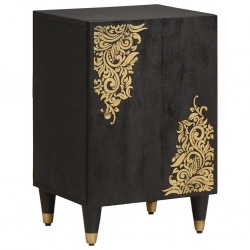 Sonata H Шкаф за баня Черно 38 x 33 x 58 см Солидно мангово дърво - Шкафове за баня