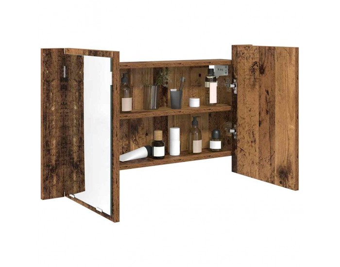 Sonata H Шкаф с огледало за баня с рафт Старо дърво 80 x 12 x 45 см