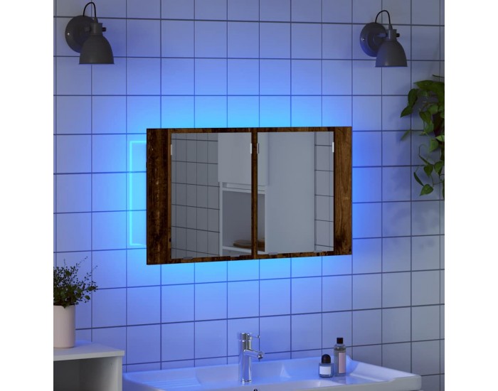 Sonata H Шкаф с огледало за баня с рафт Старо дърво 80 x 12 x 45 см